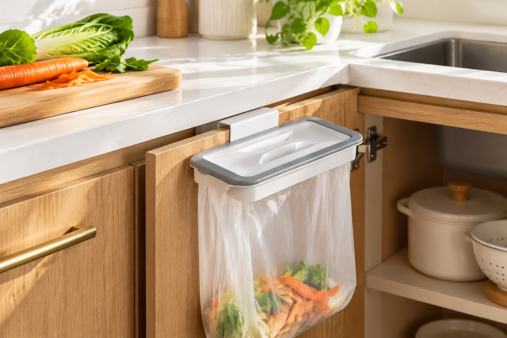 Cabinet-Mounted Trash Bag Holder