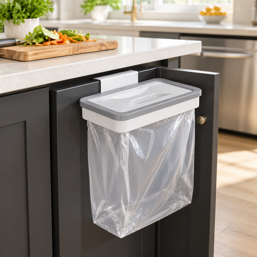 Cabinet-Mounted Trash Bag Holder