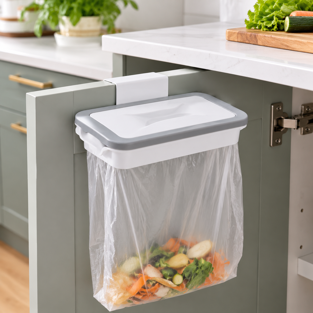Cabinet-Mounted Trash Bag Holder