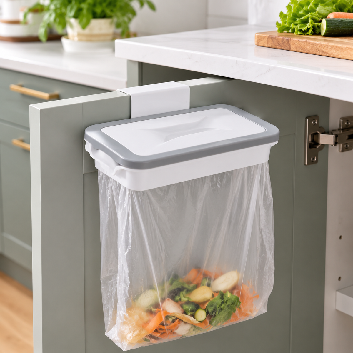 Cabinet-Mounted Trash Bag Holder