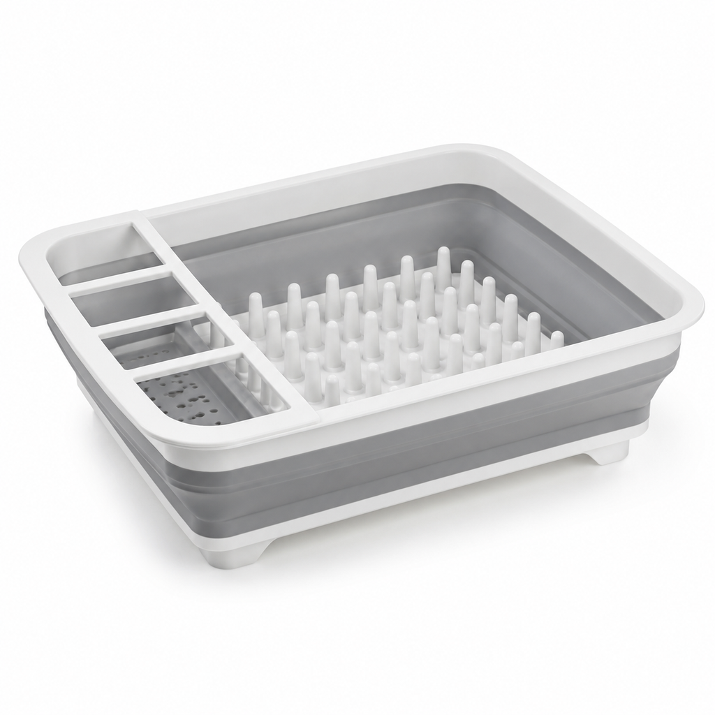 Foldable Dish and Utensil Drying Rack on a white background