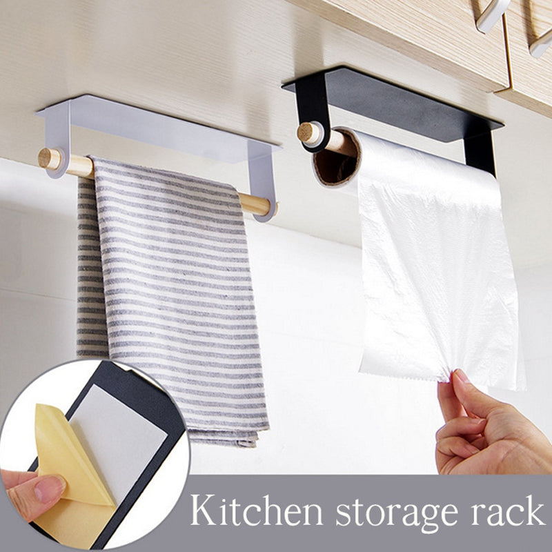 Wall-Mounted Metal and Wood Kitchen Holder